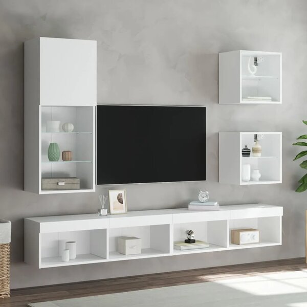 Noćni ormarići s LED svjetlima zidni bijeli - Bijela 40 cm 2