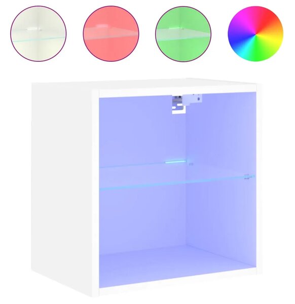 Noćni ormarići s LED svjetlima zidni bijeli - Bijela 40 cm 2