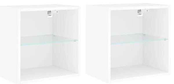 Noćni ormarići s LED svjetlima zidni bijeli - Bijela 40 cm 2