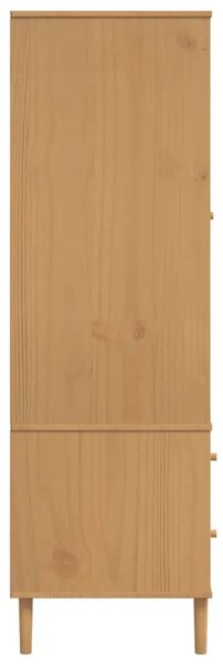 Komoda SENJA smeđa izgled ratana 90x55x175 cm masivna borovina - Smeđa