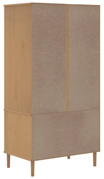 Komoda SENJA smeđa izgled ratana 90x55x175 cm masivna borovina - Smeđa