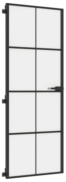 Sobna vrata tanka crna 76 x 201 5 cm kaljeno staklo i aluminij - Crna i mat 76 x 201.5 cm Mreže 4 x 2
