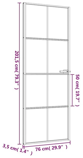 Sobna vrata tanka crna 76 x 201 5 cm kaljeno staklo i aluminij - Crna i mat 76 x 201.5 cm Mreže 4 x 2