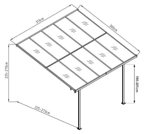 Westmann - Nadstrešnica za terasu - 313x300 cm (9 29 m²) - BRANDED IN GERMANY