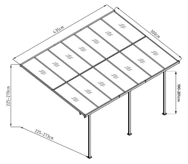 Westmann - Nadstrešnica za terasu - 435x300 cm (13 02 m²) - BRANDED IN GERMANY