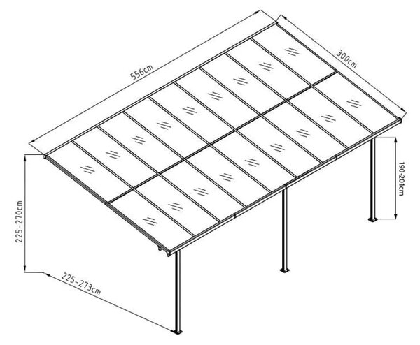 Westmann - Nadstrešnica za terasu - 556x300 cm (16 68 m²) - BRANDED IN GERMANY