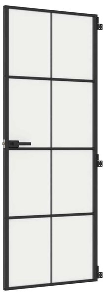 Sobna vrata tanka crna 76 x 201 5 cm kaljeno staklo i aluminij - Crna i mat 76 x 201.5 cm Mreže 4 x 2