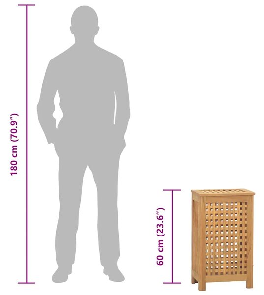 Košarica za rublje Prirodna Čvrsto teak drvo - 35 x 25 x 60 cm bez platnene torbe