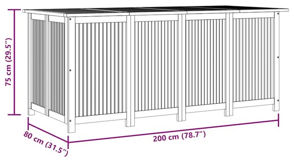 Vrtna kutija za pohranu 200x80x75 cm od masivnog drva bagrema - 200 x 80 x 75 cm