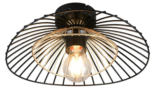 Reality Leuchten Lauris stropna svjetiljka, mat crna, Ø 30 cm, metalna, E27, prigušiva, Crno, Dnevni boravak/blagovaonica, Metal