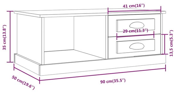 Stolić za kavu boja sivog hrasta 90x50x35 cm konstruirano drvo - Sivi hrast sonoma