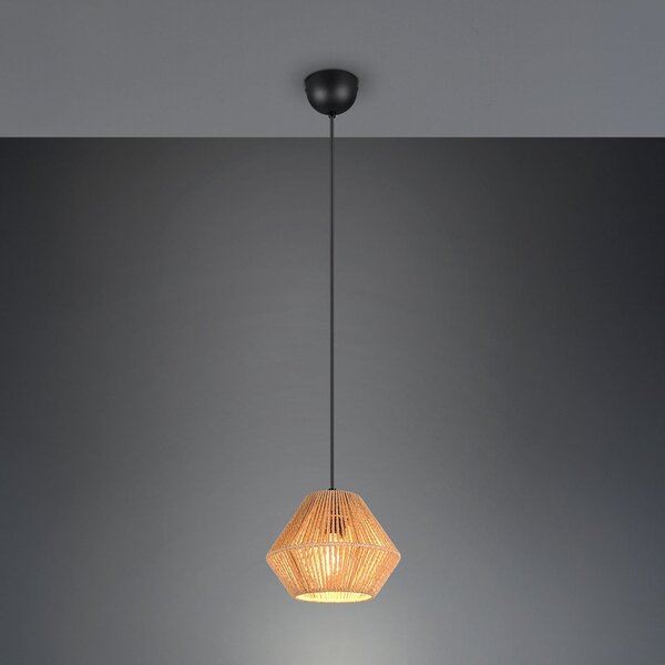 Reality Leuchten Viseća lampa Lucille, smeđa, Ø 20 cm, papirna pređa, E27, prigušiva, Smeđa / hrđa, Dnevni boravak/blagovaonica, Papirnati karton