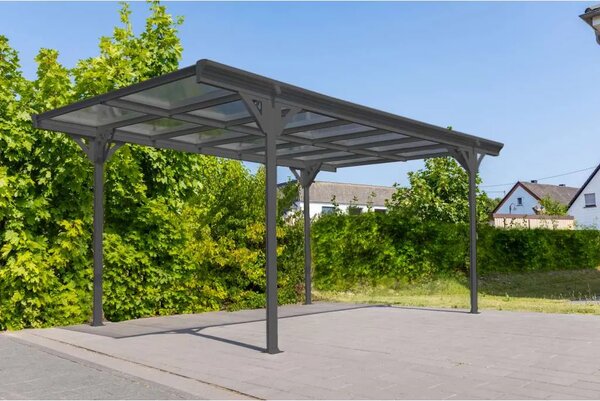 Westmann - aluminijska nadstrešnica za automobile s ravnim krovom Helsinki 15 m2 (3x5 m) - BRANDED IN GERMANY