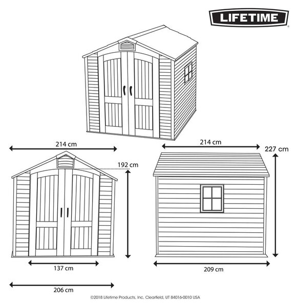 Lifetime - Plastična vrtna kućica Fox - Šupa - 4 53 m2 (215 x 214 x 228 cm) | BRANDED IN THE USA