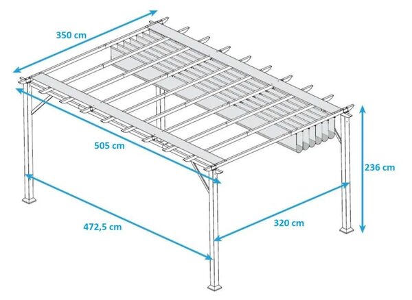 Paragon Outdoor - Aluminijska pergola Florenz s podesivim jedrima - 350x505 | BRANDED IN THE USA
