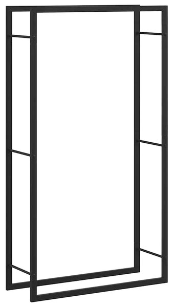 Stalak za drva za ogrjev mat crni 80x28x154 cm čelik - Crna 80 x 28 x 154 cm