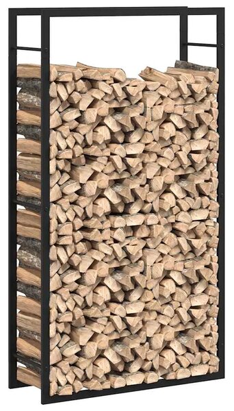 Stalak za drva za ogrjev mat crni 80x28x154 cm čelik - Crna 80 x 28 x 154 cm