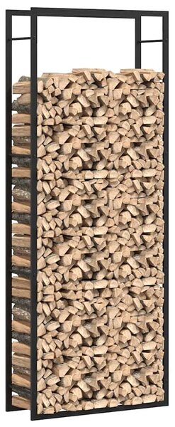 Stalak za drva za ogrjev mat crni 80x28x222 cm čelik - Crna 80 x 28 x 222 cm
