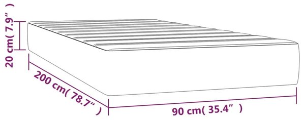 Madrac s džepičastim oprugama srednje tvrdoće tamnosivi 90x200x20 cm od tkanine - Tamno siva 90 x 200 cm