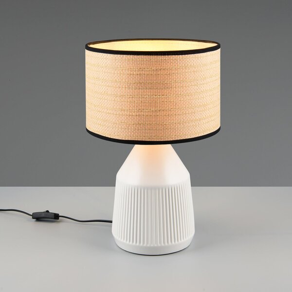 Reality Leuchten Stolna lampa Formentera, bijela/bež, visina 43 cm, keramika/papir, Bijela, Dnevni boravak/blagovaonica, Keramika