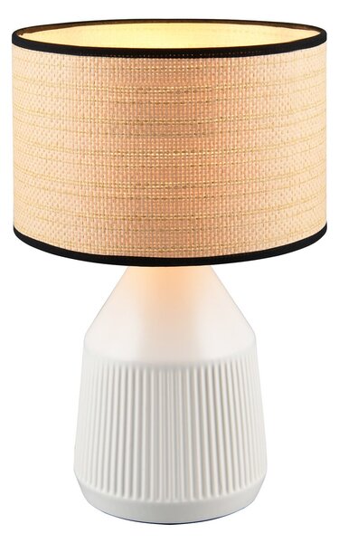 Reality Leuchten Stolna lampa Formentera, bijela/bež, visina 43 cm, keramika/papir, Bijela, Dnevni boravak/blagovaonica, Keramika