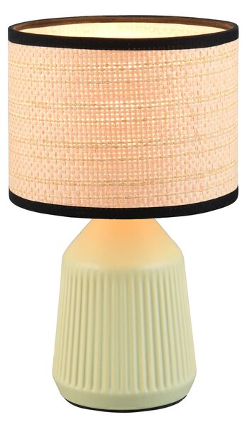 Reality Leuchten Stolna lampa Formentera, zelena/bež, visina 27 cm, keramika/papir, Zelena, Dnevni boravak/blagovaonica, Keramika