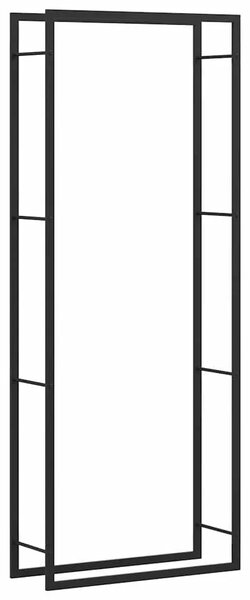 Stalak za drva za ogrjev mat crni 80x28x222 cm čelik - Crna 80 x 28 x 222 cm