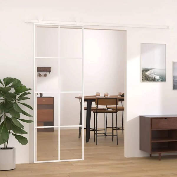 Staklena klizna vrata ESG i aluminija 76 x 205 cm bijela - Bijela 76 x 205 cm Transparentan