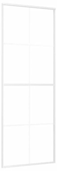Staklena klizna vrata ESG i aluminija 76 x 205 cm bijela - Bijela 76 x 205 cm Transparentan