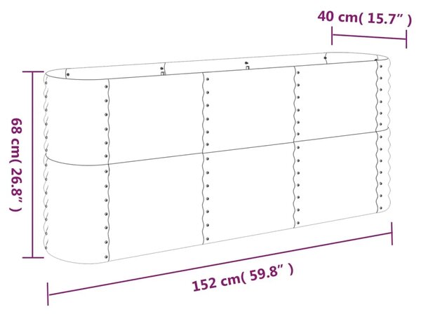 Povišena gredica - Vrtna gredica od pocinčanog čelika 152 x 40 x 68 cm zelena - Zelena 152 x 40 x 68 cm