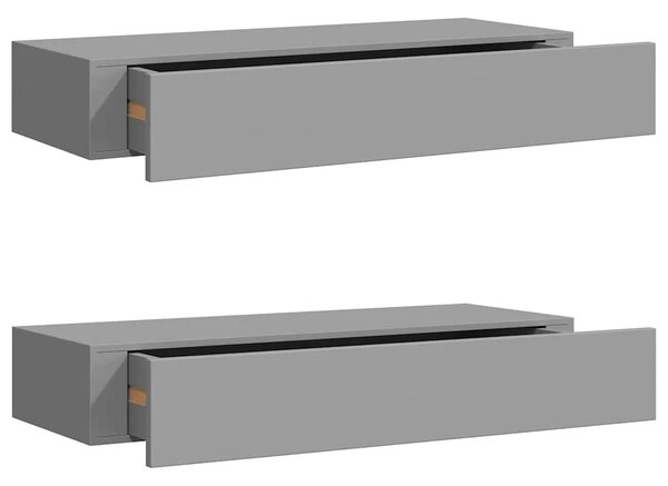 Zidne police s ladicom 2 kom sive 60 x 23 5 x 10 cm MDF - Siva 60 x 23.5 x 10 cm 2
