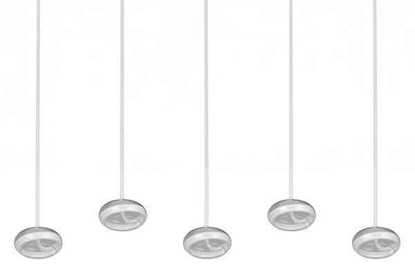 Trio Lighting LED viseća svjetiljka Tarsia, mat bijela, duljina 161 cm, staklo, 5 žarulja., prigušiva, Bijela, Dnevni boravak/blagovaonica, Staklo