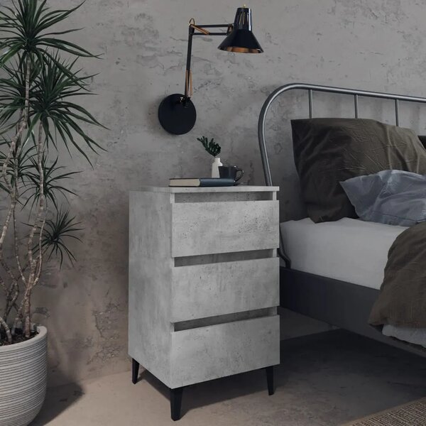 Noćni ormarić s metalnim nogama boja betona 40 x 35 x 69 cm - Beton siva 1