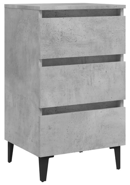 Noćni ormarić s metalnim nogama boja betona 40 x 35 x 69 cm - Beton siva 1