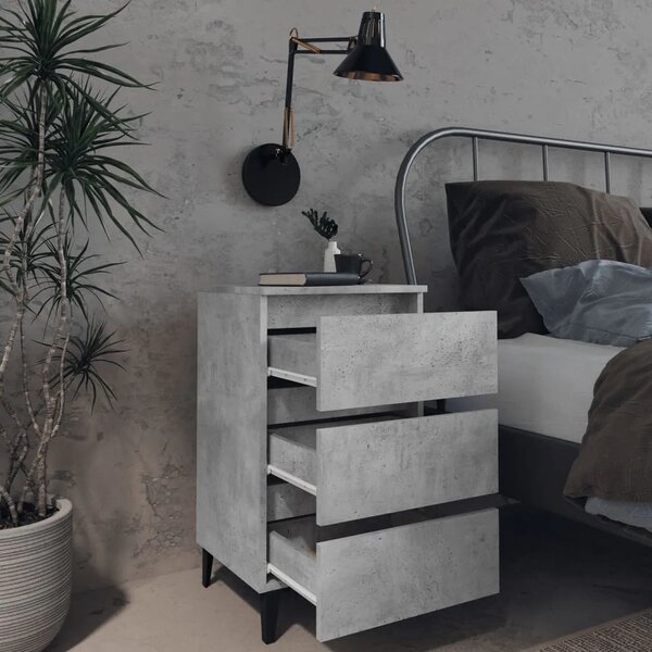 Noćni ormarić s metalnim nogama boja betona 40 x 35 x 69 cm - Beton siva 1