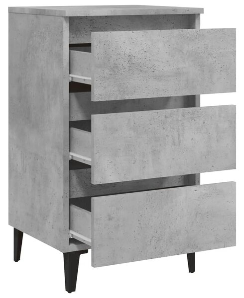 Noćni ormarić s metalnim nogama boja betona 40 x 35 x 69 cm - Beton siva 1