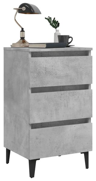 Noćni ormarić s metalnim nogama boja betona 40 x 35 x 69 cm - Beton siva 1