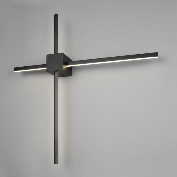 Trio Lighting Cassino LED zidna svjetiljka, mat crna, širine 67 cm, metalna, prigušiva, Crno, Dnevni boravak/blagovaonica, Metal