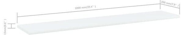 Police za knjige 4 kom bijele 100x20x1 5 cm konstruirano drvo - Bijela 100 x 20 x 1.5 cm 4