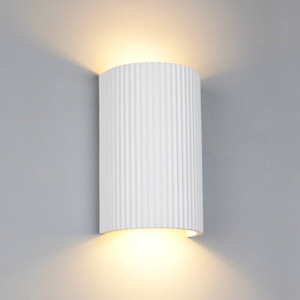 Trio Lighting Zidna svjetiljka Raposa, bijela, visina 22 cm, gips, 2 žarulje., Bijela, Dnevni boravak/blagovaonica, Gips / glina, Zidni kvadrat