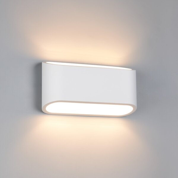 Trio Lighting Zidna svjetiljka Sepanta, bijela, širine 23 cm, gips, 2 žarulje., Bijela, Dnevni boravak/blagovaonica, Gips / glina, Zidni kvadrat