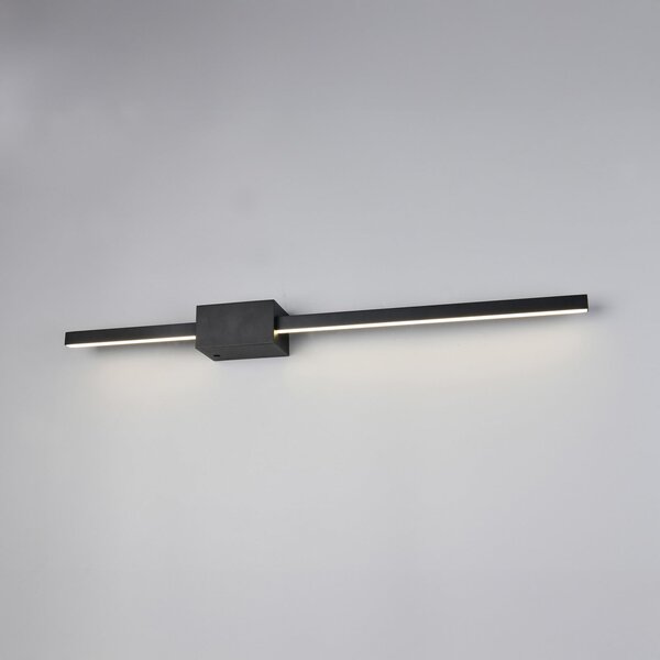 Trio Lighting Cassino LED zidna svjetiljka, mat crna, širine 70 cm, metalna, prigušiva, Crno, Dnevni boravak/blagovaonica, Metal