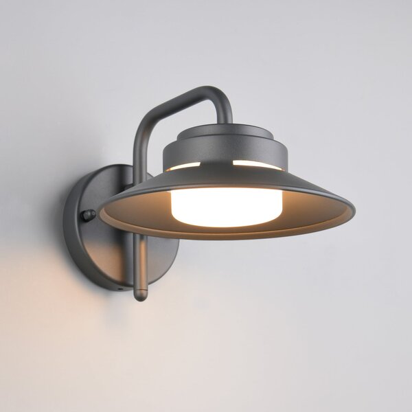 Trio Lighting Atrato vanjska zidna svjetiljka, antracit, Ø 20 cm, metal, prigušiva, Crno, Aluminij