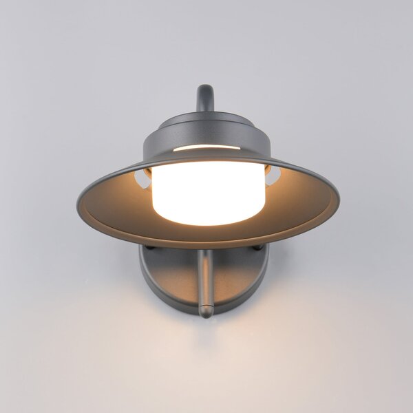 Trio Lighting Atrato vanjska zidna svjetiljka, antracit, Ø 20 cm, metal, prigušiva, Crno, Aluminij