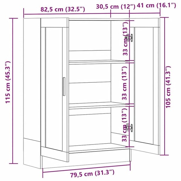 Vitrina bijela 82 5 x 30 5 x 115 cm konstruirano drvo - Bijela 115 cm