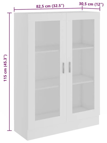 Vitrina bijela 82 5 x 30 5 x 115 cm konstruirano drvo - Bijela 115 cm