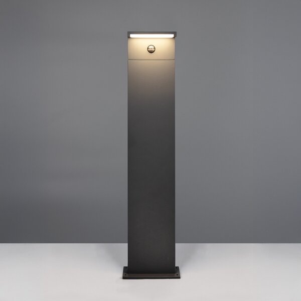 Trio Lighting Ravi LED svjetiljka za stazu, antracit, visina 100 cm, senzor, IP54, Crno, Aluminij
