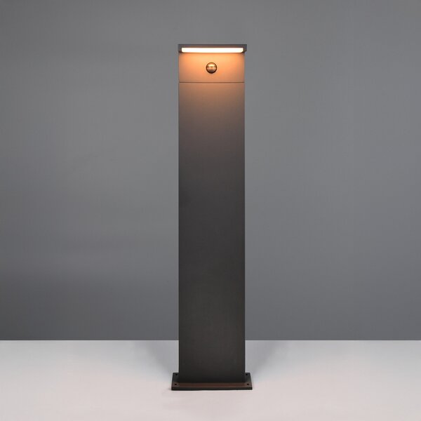 Trio Lighting Ravi LED svjetiljka za stazu, antracit, visina 100 cm, senzor, IP54, Crno, Aluminij