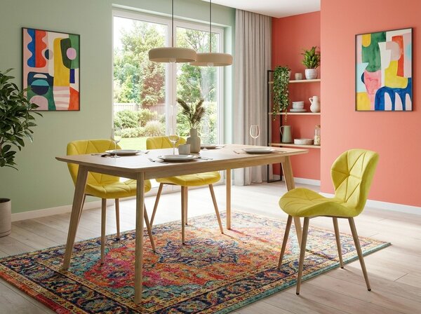 Blagovaonska stolica MANGO VELVET, žuta