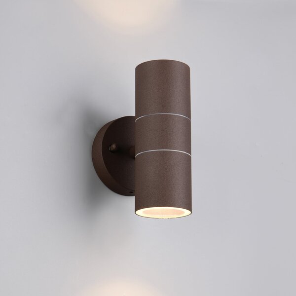 Trio Lighting Vanjska zidna lampa Turia, boje hrđe, visine 16 cm, metalna, prigušiva, Smeđa / hrđa, Aluminij